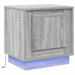 Berkfield Bedside Cabinet With Led Lights Grey Sonoma 44X34,5X45 Cm - thumbnail 2