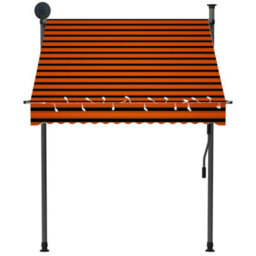 Berkfield Manual Retractable Awning With Led 150 Cm Orange And Brown - thumbnail 4