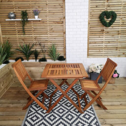 Samuel Alexander Outdoor 2 Person Folding Square Wooden Garden Dining Table Chairs Set - thumbnail 2