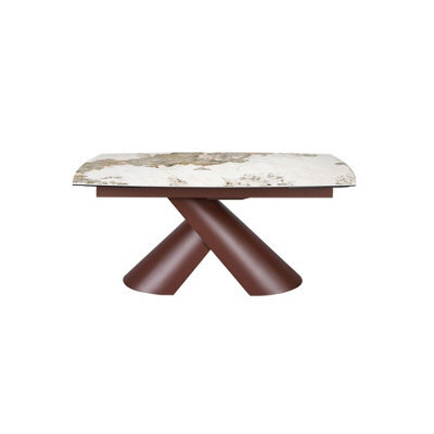 Angel Cerda Extendable Barrel Oval Dining Table In Porcelain Marble And Copper-Brown Steel - image 1