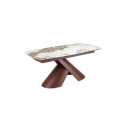 Angel Cerda Extendable Barrel Oval Dining Table In Porcelain Marble And Copper-Brown Steel - thumbnail 7