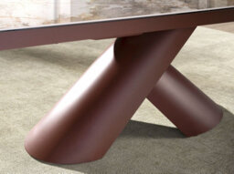 Angel Cerda Extendable Barrel Oval Dining Table In Porcelain Marble And Copper-Brown Steel - thumbnail 5