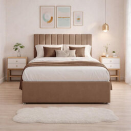 "3Ft Luxury Mink Plush Divan Single Bed Frame With Mattress, 20"" Vertical Line Headboard, Bed With 2 Storage Drawers" - thumbnail 2