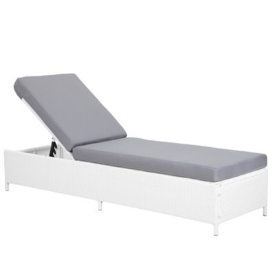 Beliani Sun Lounger With Cushion Turin Reclining Pe Rattan White - image 1