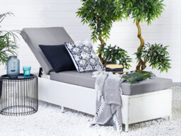 Beliani Sun Lounger With Cushion Turin Reclining Pe Rattan White - thumbnail 2