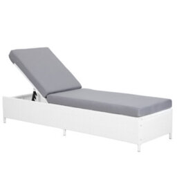 Beliani Sun Lounger With Cushion Turin Reclining Pe Rattan White - thumbnail 1