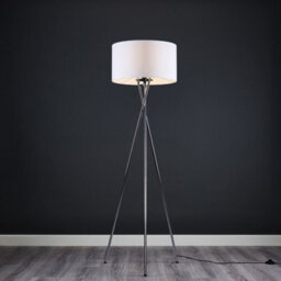 Valuelights Camden Chrome Tripod Floor Lamp With White Drum Shade And Bulb - thumbnail 2