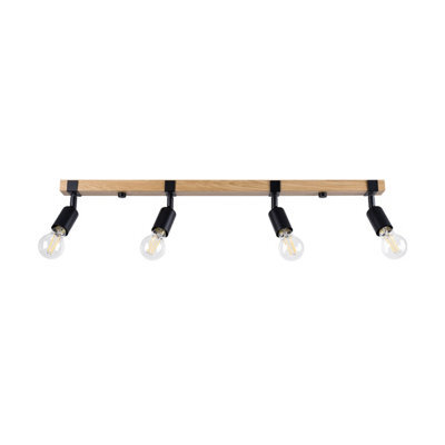 Luminosa Lighting Luminosa Zuca Modern Ceiling Spotlight Bar Wood, Black 4X E27 - image 1