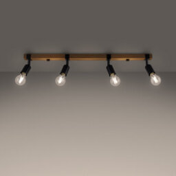 Luminosa Lighting Luminosa Zuca Modern Ceiling Spotlight Bar Wood, Black 4X E27 - thumbnail 3