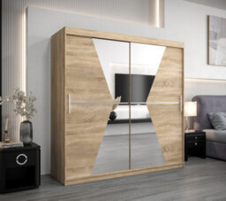 Arte Morocco Contemporary 2 Mirrored Sliding Door Wardrobe 9 Shelves 2 Rails Oak Sonoma Effect (H)2000mm (W)2000mm (D)620mm - thumbnail 2