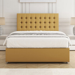 Bsspoke Isla Divan Bed Set In Mustard Plush Velvet 24Inch Headboard 2 Drawers Same Side & No Mattress In 3Ft 4Ft 4Ft6 5Ft 6Ft - thumbnail 3