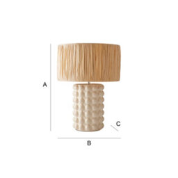 Valuelights Kiran Stone Bobble Ceramic Bedside Table Lamp With Natural Raffia Shade - thumbnail 7