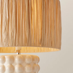 Valuelights Kiran Stone Bobble Ceramic Bedside Table Lamp With Natural Raffia Shade - thumbnail 3