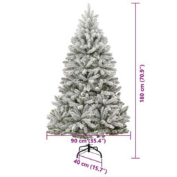 Vidaxl Artificial Christmas Tree Green And White 180 Cm Pvc And Metal - thumbnail 3
