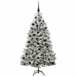 Vidaxl Artificial Christmas Tree Green And White 180 Cm Pvc And Metal - thumbnail 4