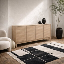 Wyld Haus Nakskov 4-Door White Oak Panelled Sideboard 1800mm - thumbnail 1