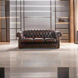 Chesterfield 3 Seater Antique Rust Leather Sofa Bespoke In Buckingham Style - thumbnail 2