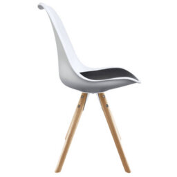 Fusion Living Soho White & Black Plastic Dining Chair With Pyramid Light Wood Legs - thumbnail 6