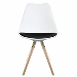 Fusion Living Soho White & Black Plastic Dining Chair With Pyramid Light Wood Legs - thumbnail 7