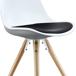 Fusion Living Soho White & Black Plastic Dining Chair With Pyramid Light Wood Legs - thumbnail 3