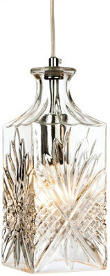 Luminosa Lighting Luminosa Decanter 1 Light Ceiling Pendant Chrome, Clear Decorative Glass, E14