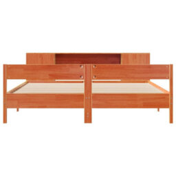 Berkfield Bookcase Bed Without Mattress Wax Brown 200X200Cm Solid Wood Pine - thumbnail 4