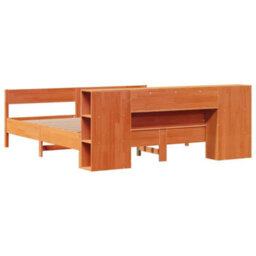 Berkfield Bookcase Bed Without Mattress Wax Brown 200X200Cm Solid Wood Pine - thumbnail 6