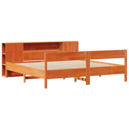 Berkfield Bookcase Bed Without Mattress Wax Brown 200X200Cm Solid Wood Pine - thumbnail 3
