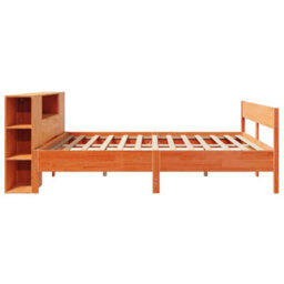 Berkfield Bookcase Bed Without Mattress Wax Brown 200X200Cm Solid Wood Pine - thumbnail 5