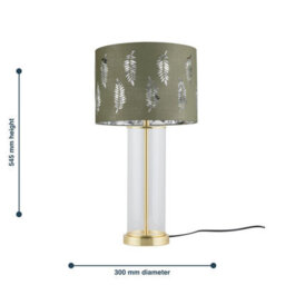 First Choice Lighting Aura - Satin Brass Table Lamp With Sage Green Fern Silver Shade - thumbnail 8