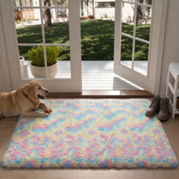 Oxford Homeware Shaggy Rug Anti-Slip Washable Soft Fluffy Living Room And Bedroom Rug (Rainbow, 50X80Cm) - thumbnail 1