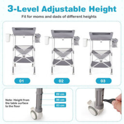 Costway Baby Changing Table Folding Diaper Changing Station With Wheels For Newborn And Infant-Grey - thumbnail 3
