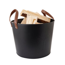 Charles Bentley Mulberry Large Leather Handle Log Bucket Iron Leather Black Matte Timeless Style - thumbnail 3