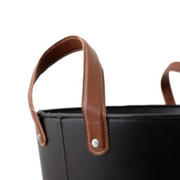 Charles Bentley Mulberry Large Leather Handle Log Bucket Iron Leather Black Matte Timeless Style - thumbnail 6