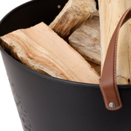 Charles Bentley Mulberry Large Leather Handle Log Bucket Iron Leather Black Matte Timeless Style - thumbnail 4