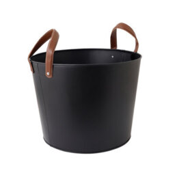 Charles Bentley Mulberry Large Leather Handle Log Bucket Iron Leather Black Matte Timeless Style - thumbnail 5