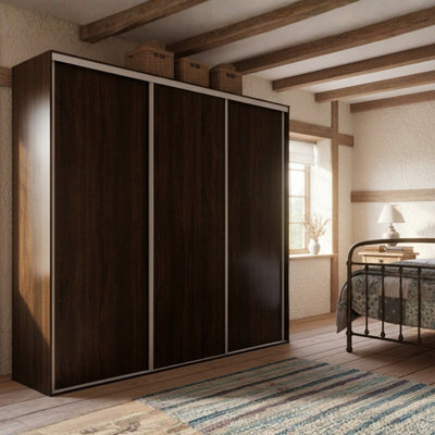Grande 277 Sliding Door Wardrobe Without A Mirror Modern Storage Chocolate Sonoma Oak - image 1