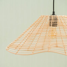 Valuelights Harlow Natural Wavy Rattan Wicker Easy Fit Ceiling Light Shade And Bulb (D)59Cm - thumbnail 4