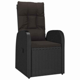 Berkfield Modern Garden Dining Set With Cushion 5 Pcs Black Poly Rattan - thumbnail 6