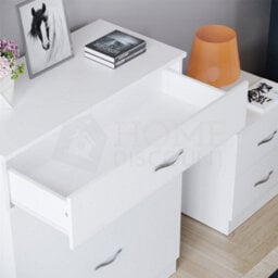 White Modern Chest Of Drawers Bedside Table Cabinet 5 Drawer Bedroom Storage - thumbnail 5