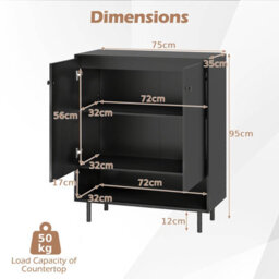 Gainoom Home Black Sideboard Buffet Cabinet 2-Door Kitchen Storage Cabinet - thumbnail 2