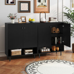 Gainoom Home Black Sideboard Buffet Cabinet 2-Door Kitchen Storage Cabinet - thumbnail 5