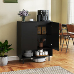 Gainoom Home Black Sideboard Buffet Cabinet 2-Door Kitchen Storage Cabinet - thumbnail 3