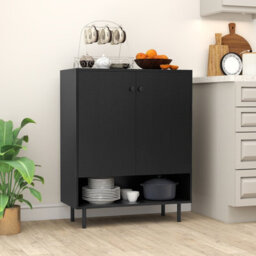 Gainoom Home Black Sideboard Buffet Cabinet 2-Door Kitchen Storage Cabinet - thumbnail 4