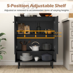 Gainoom Home Black Sideboard Buffet Cabinet 2-Door Kitchen Storage Cabinet - thumbnail 7