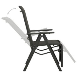 Vidaxl Reclining Garden Chairs 2Pcs Textilene And Aluminium Black - thumbnail 6