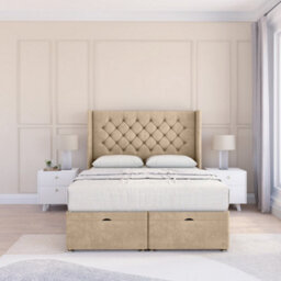 "Sloomy Dior Almond Conistan 4Ft6 Ottoman Bed End Opening With Sprung Memory Mattress & 54"" Headboard-Double" - thumbnail 2