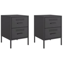 Berkfield Bedside Cabinets 2 Pcs Black 36X39X50.5 Cm Steel - thumbnail 2