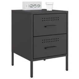 Berkfield Bedside Cabinets 2 Pcs Black 36X39X50.5 Cm Steel - thumbnail 3