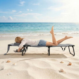 Gainoom Folding Beach Grey Sun Lounger Adjustable Face Down Tanning Chair Portable Outdoor Sunbathing Recliner - thumbnail 3